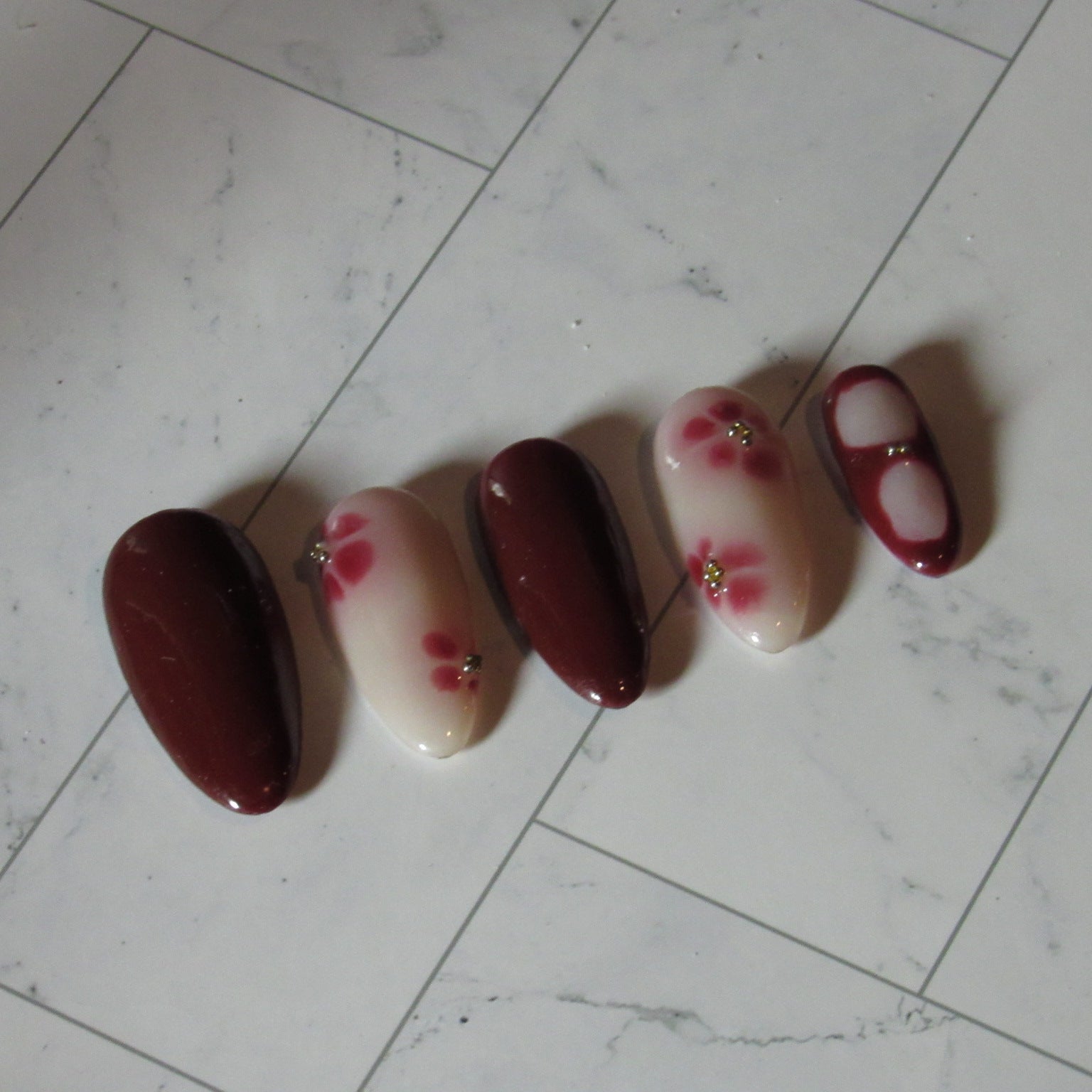 Almond Burgundy Flowers