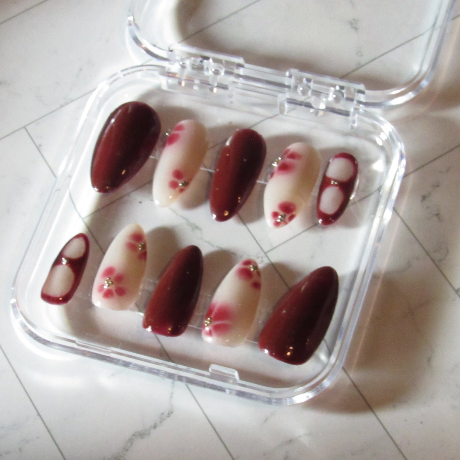 Almond Burgundy Flowers